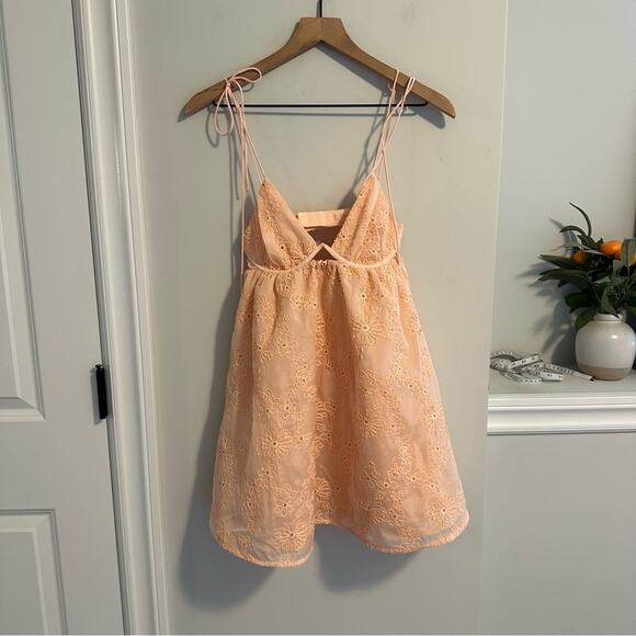 NWT For Love & Lemons Peach Pink Floral Bustier Mini Dress XS - Picture 13 of 14